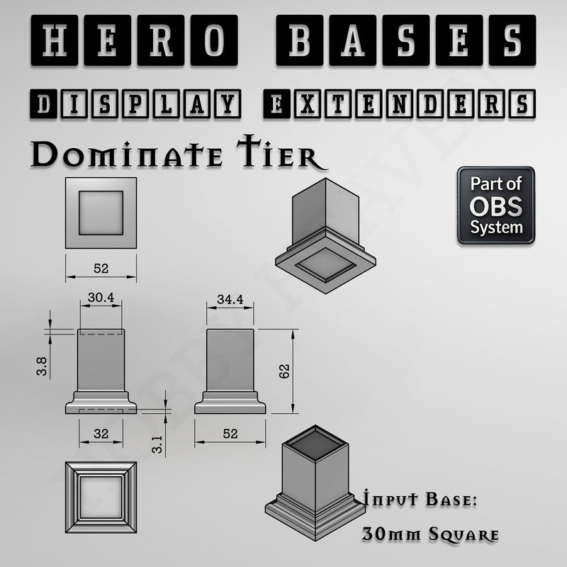 Hero Bases Display Extenders | Squares and Rectangles | Convert Gaming Bases to Display Bases & Plinths - Only-Games