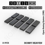 Rectangle Bases Range Sizes - 75x30mm to 125x40mm Medium Sizes 3d Print Full Range Tabletop Games - Only-Games