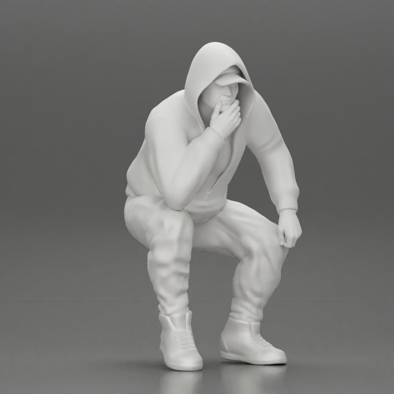 Young Gangster Man With Hoodie Sitting and thinking - Only-Games