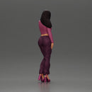 Elegant woman in purple outfit with crop top and heels - Only-Games