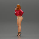 sexy girl in bikini and mini jacket standing smoking cigarette on the beach - Only-Games