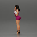 sexy girl in mini overalls posing smoking cigarette on the beach - Only-Games