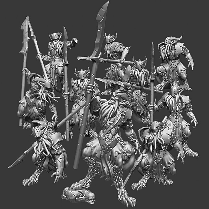 Bearded Devils (Barbazu) - (Set of 10 Infernal Shock troops x 32mm scale miniatures) - Only-Games