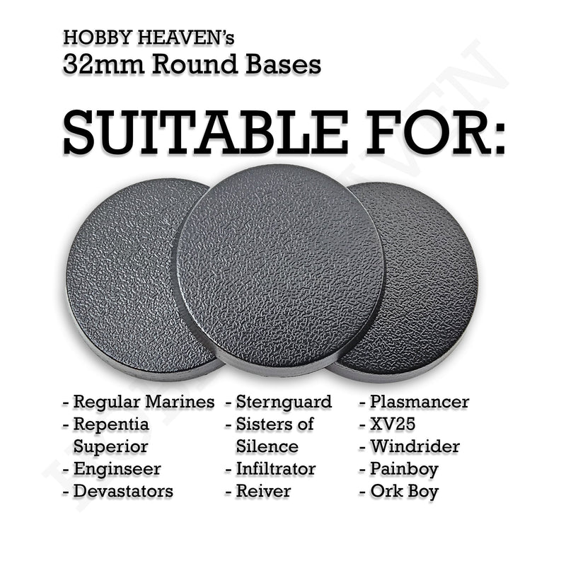 32mm Round Plain Plastic Bases - Only-Games