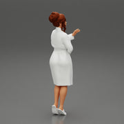 woman in a white bathrobe standing - Only-Games