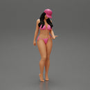 Young Beautiful Girl Wearing Bikini and Hat putting her hand on friend s face - Only-Games