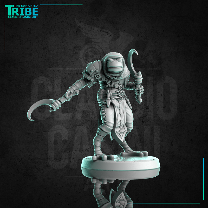 (0254) Male rogue thief killer frog man folk with sickles - Only-Games