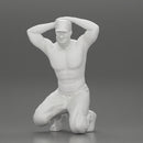 Gangster in mask and cap sitting putting his hands behind head about to be arrested - Only-Games