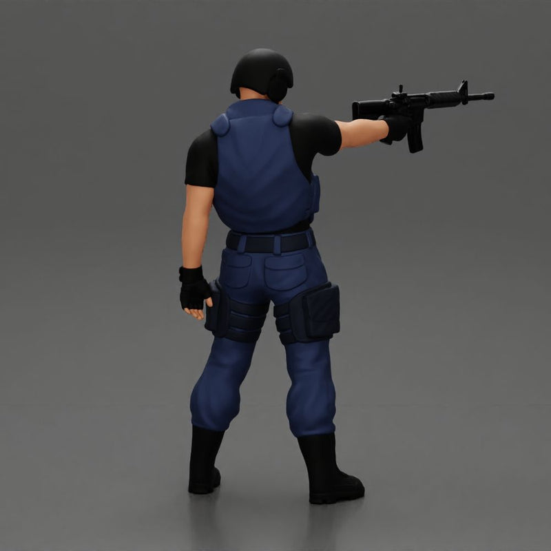 Military precision A man with tactical mastery holding a gun with one hand aimed at the enemy