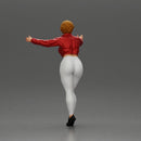 Confident woman in red jacket white leggings striking a pose - Only-Games