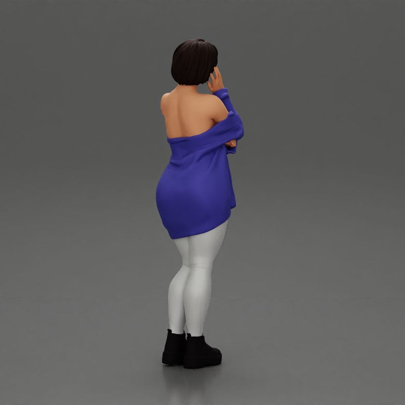 pretty nude girl with short hair posing in a sweater - Only-Games