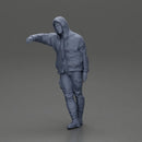 man leaning against the car, wearing an open jacket with hood - Only-Games