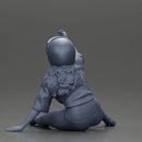 Biker Girl in a helmet who fell off a motorbike, being helped by a man - Only-Games