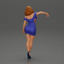 Elegant pose in vibrant blue dress with matching high heels - Only-Games