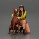Young woman in a cap and mini jacket sitting and hugging her happy dog - Only-Games