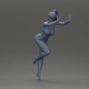 Woman in a bikini leaning on the car with her hands on the beach - Only-Games