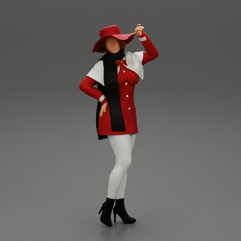 girl in christmas costume with hat standing and posing - Only-Games