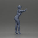 Confident woman in red jacket white leggings striking a pose - Only-Games