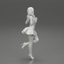 santa girl in Dress and hat Standing on One Leg - Only-Games