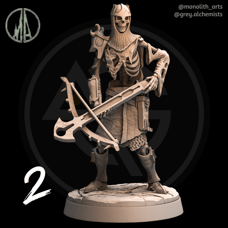 Skeleton Crossbowmen - 12 Poses - Fantasy Resin Miniatures in 32mm - DnD Monsters