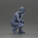 gangster man in shorts and a cap sitting and thinking - Only-Games