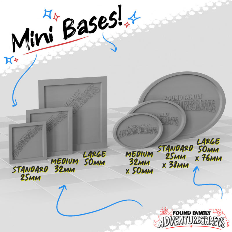 Bases - Square and Oval 25mm, 32mm, 50mm