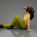 Tired woman mechanic in sexy shirt pants sitting and drinking water during from bottle - Only-Games