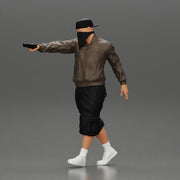 gangster homie in mask walking and holding gun sideways - Only-Games