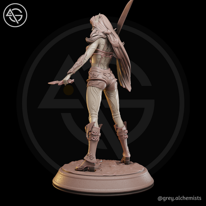 Rina the Drow Demon Hunter, Standing Pose - Fantasy Resin Miniature in 75mm - DnD