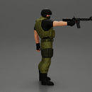 Military precision A man with tactical mastery, wearing a mask and holding a gun with one hand aimed at the enemy - Only-Games