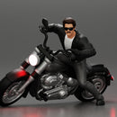 Young Man In open Leather Jacket Riding On Motorbike in sunglasses - Only-Games