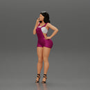 sexy girl in mini overalls posing smoking cigarette on the beach - Only-Games