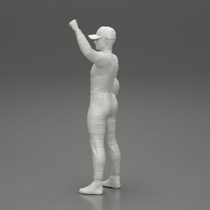 motorbiker celebrates and hold his helmet - Only-Games