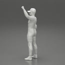 motorbiker celebrates and hold his helmet - Only-Games