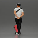 skater man leaning against the wall wearing a cap and banana bag - Only-Games