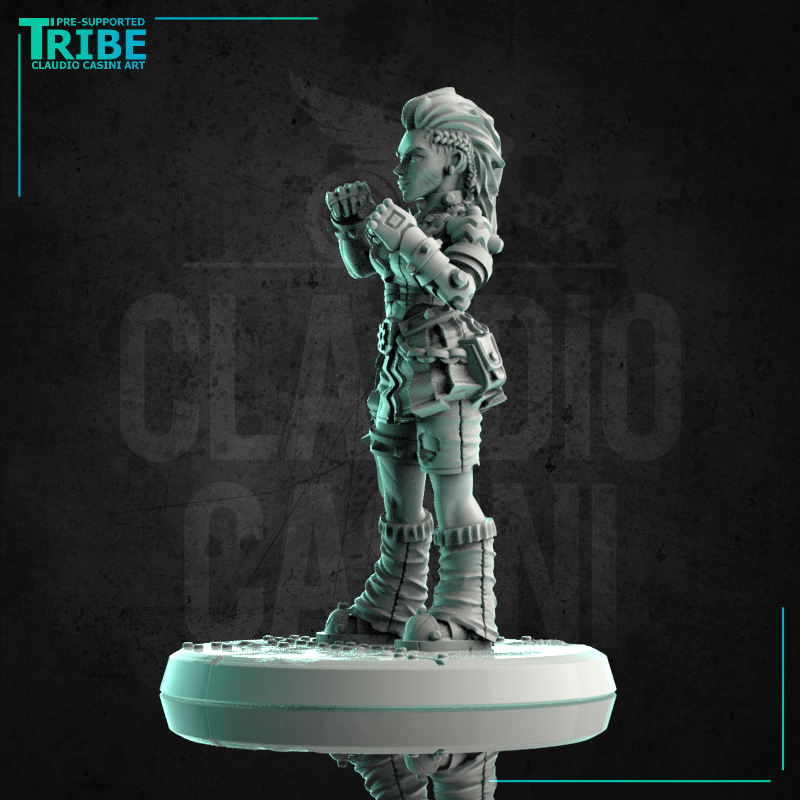 (0185) Female street fighter post apocalyptic warrior with cyber arm - Only-Games