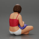 Girl watching TV in the bedroom sitting and placing a pillow on her legs - Only-Games