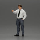 Serious businessman in a white shirt tie, and pants pointing with authority, hand in pocket - Only-Games