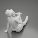 Tired woman mechanic in shirt pants sitting and drinking water during from bottle - Only-Games