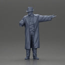mafia man in gangster costume stands confidently while gesturing with his hands as if presenting something - Only-Games