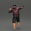 gangster man in a hoodie and cap shooting a gun behind the car - Only-Games