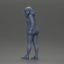 Sexy girl in a long shirt and shoes walks by waving hello to someone - Only-Games