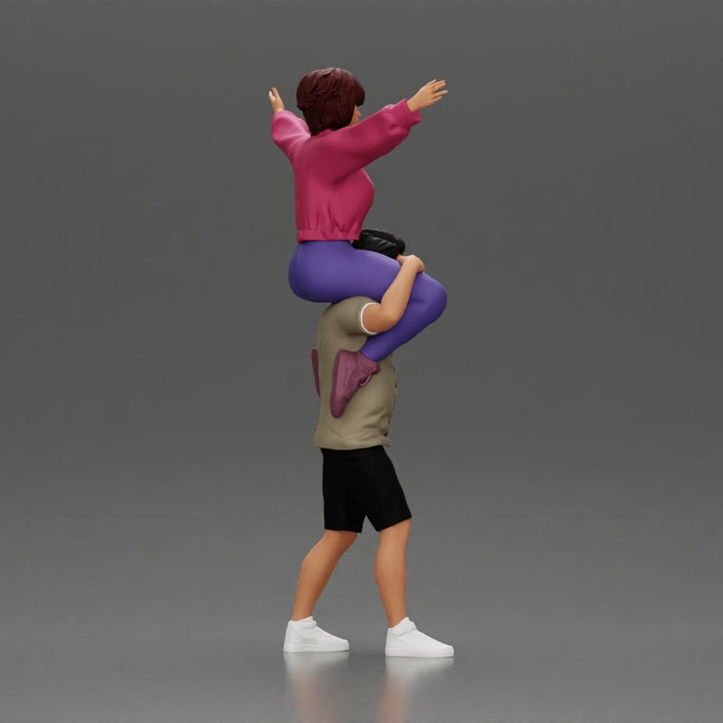 Man in shorts carrying girlfriend on shoulders girl being carried on the man's shoulders - Only-Games