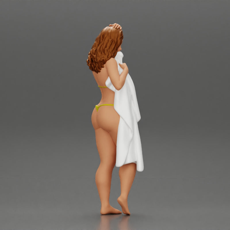 Sexy girl in bikini standing and covering her body by towel - Only-Games