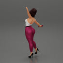 Happy Young Woman in pants Standing on One Leg holding phone - Only-Games