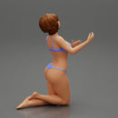 Sexy girl in bikini with short hair sitting on her knees - Only-Games