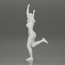 Happy girl in Mini shirt and shorts Standing on One Leg - Only-Games