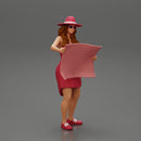 travel woman in hat and dress with sun glasses holding a map and looking to the map - Only-Games