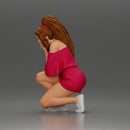 fashionable girl in beachwear is sitting and looking - Only-Games