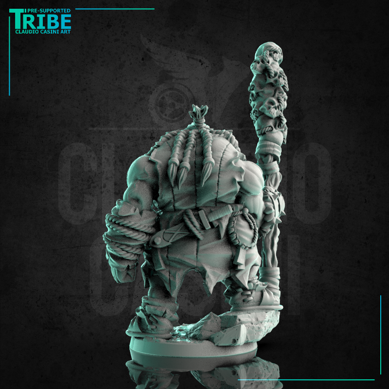 (0219) Male orc shaman cleric with a magic club - Only-Games